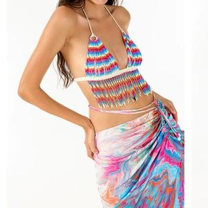 Colorful Beaded Halter Top